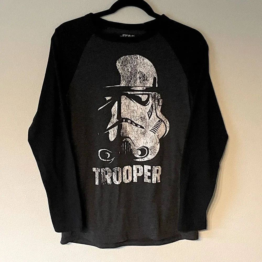 Star Wars, Women’s Black & Gray, Storm-Trooper, Long-Sleeve Tee. Size Small.